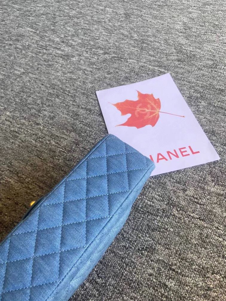 Classic Handbag Printed Denim & Gold-Tone Metal - CB002