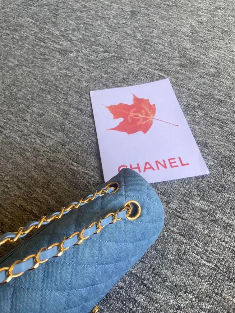 Classic Handbag Printed Denim & Gold-Tone Metal - CB002