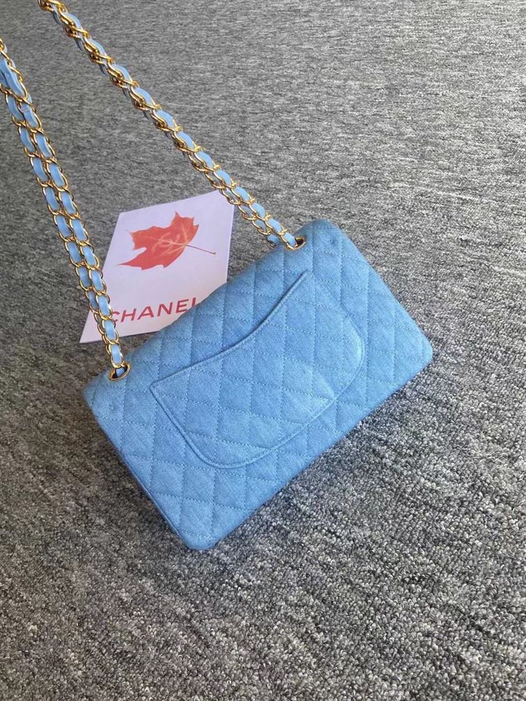 Classic Handbag Printed Denim & Gold-Tone Metal - CB002