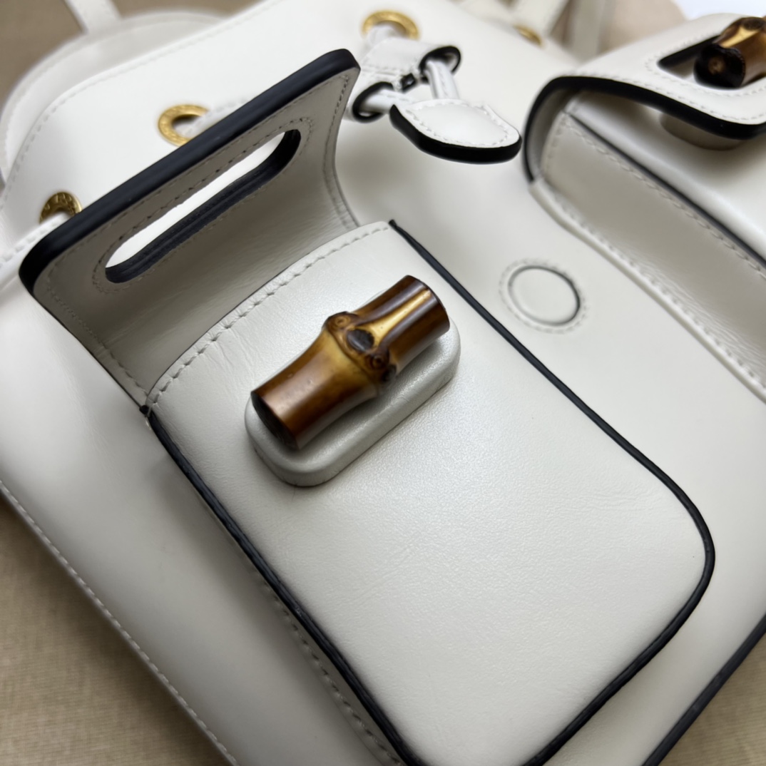 Bamboo backpack White leather - GB048