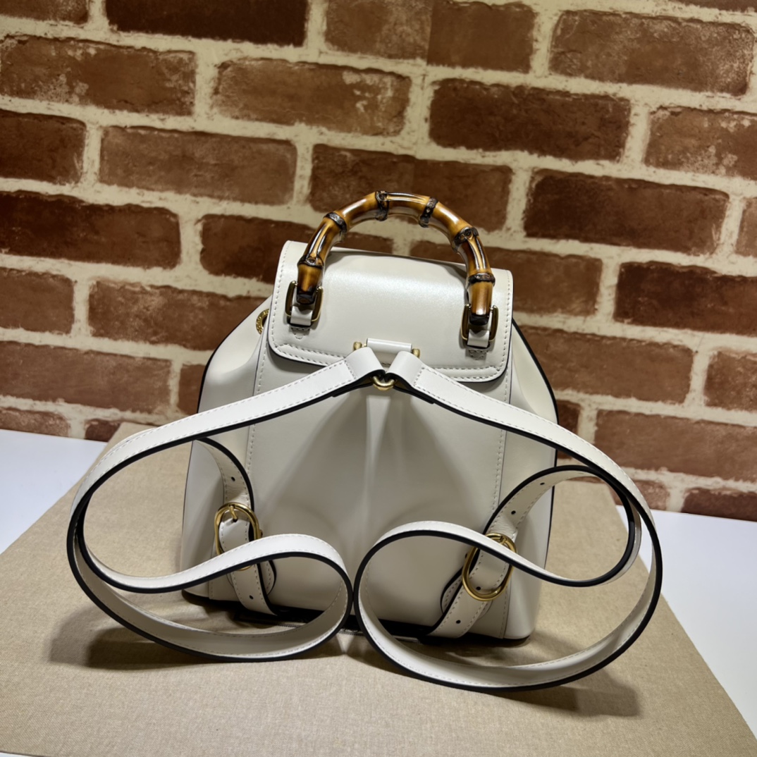 Bamboo backpack White leather - GB048