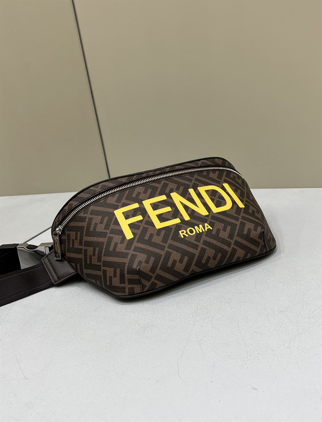 Belt Bag Brown FF fabric belt bag - FB034