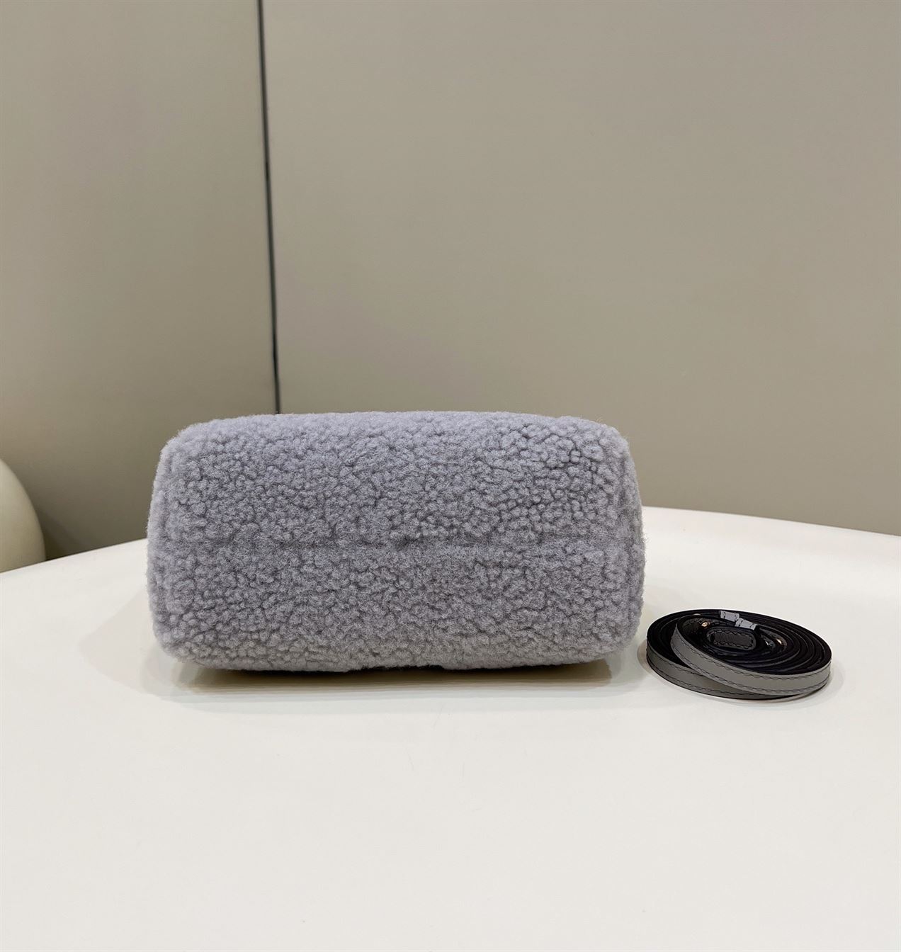 By The Way Mini Light grey sheepskin small Boston bag - FB018