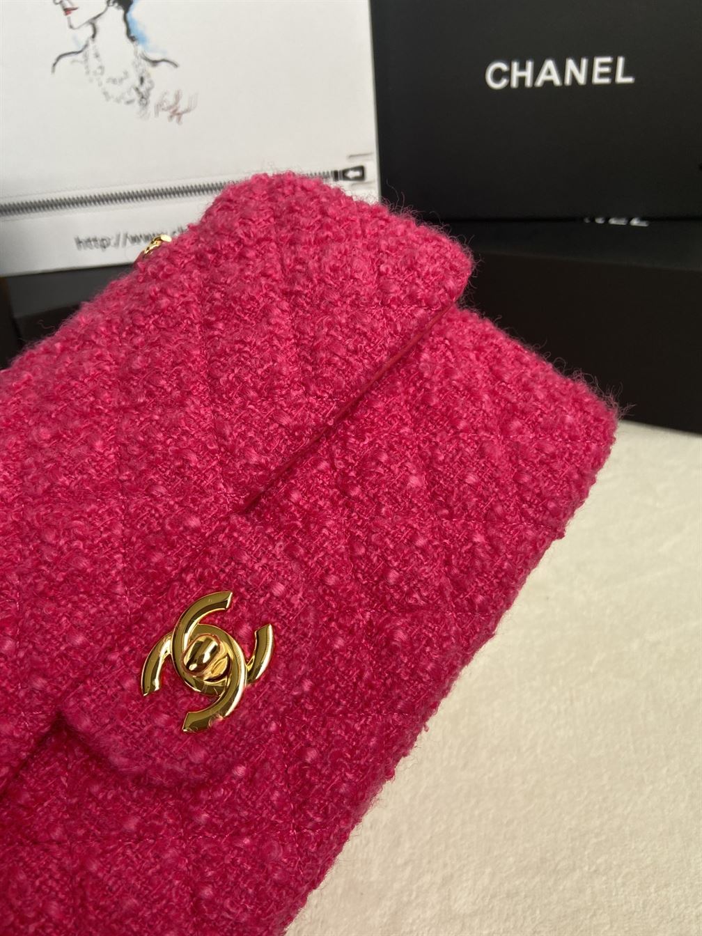 CLASSIC HANDBAG CASHMERE TWEED & GOLD-TONE METAL - CB001