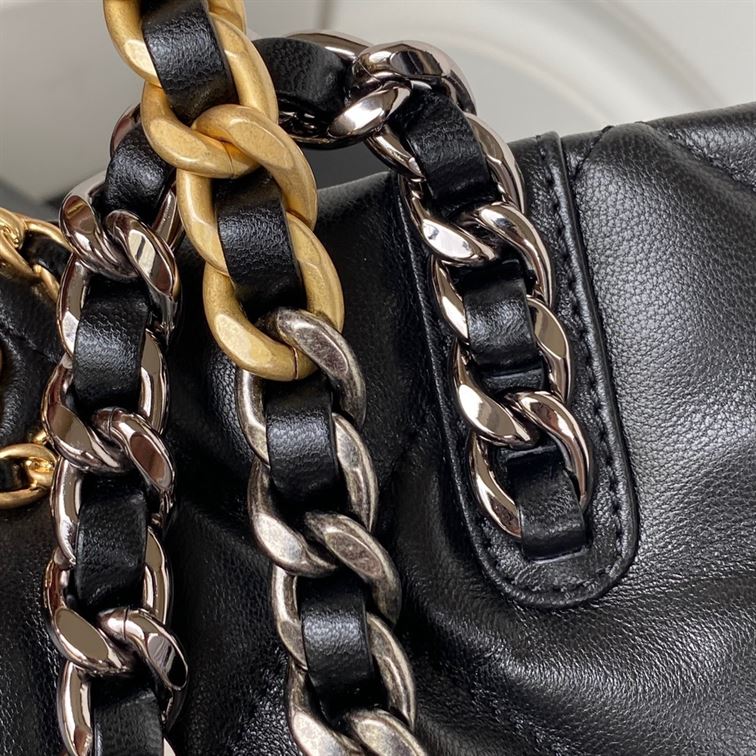 Chanel 19 Shopping Bag Shiny Lambskin Black - CB010