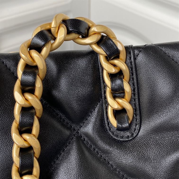 Chanel 19 Shopping Bag Shiny Lambskin Black - CB010