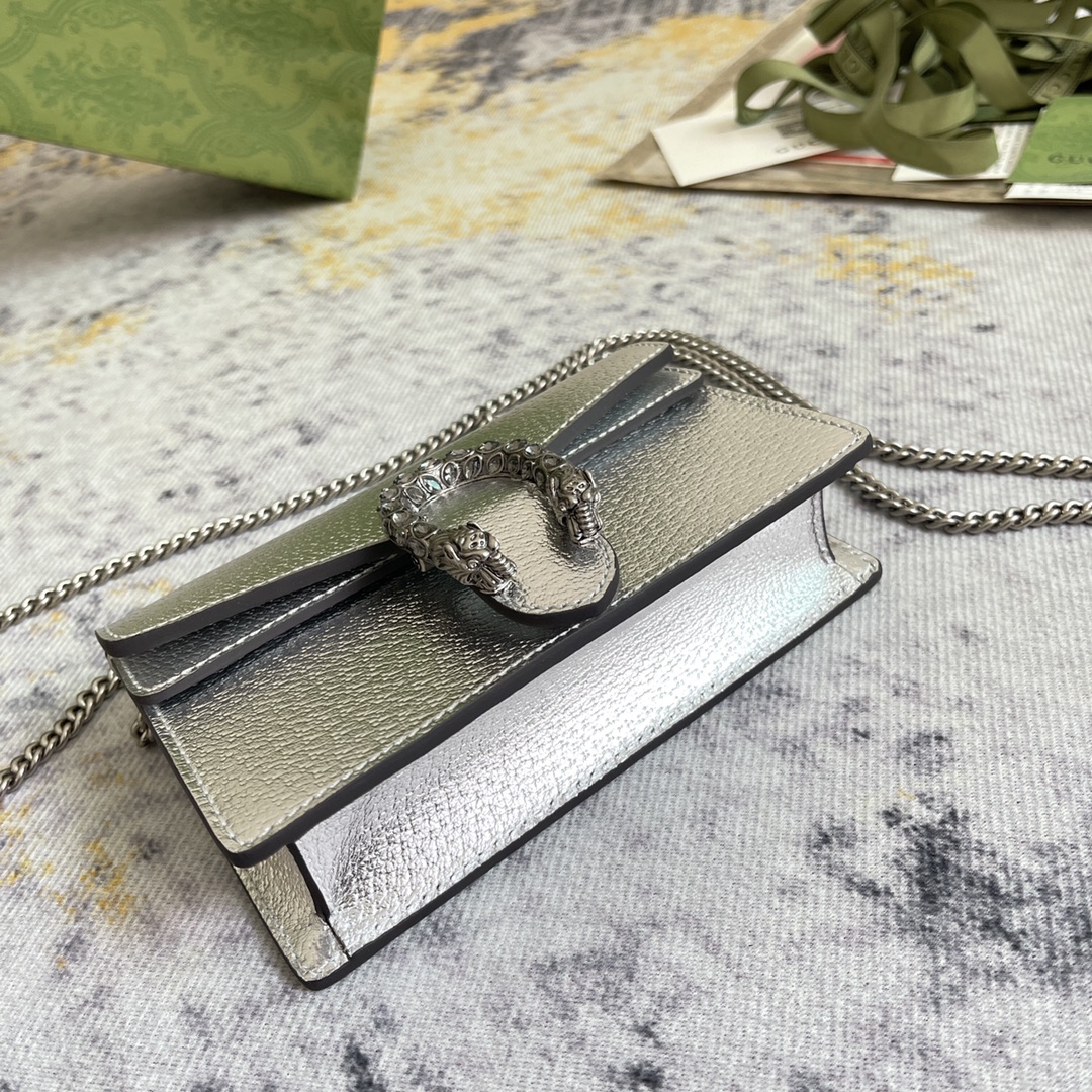 Dionysus super mini bag Silver lamé leather - GB047