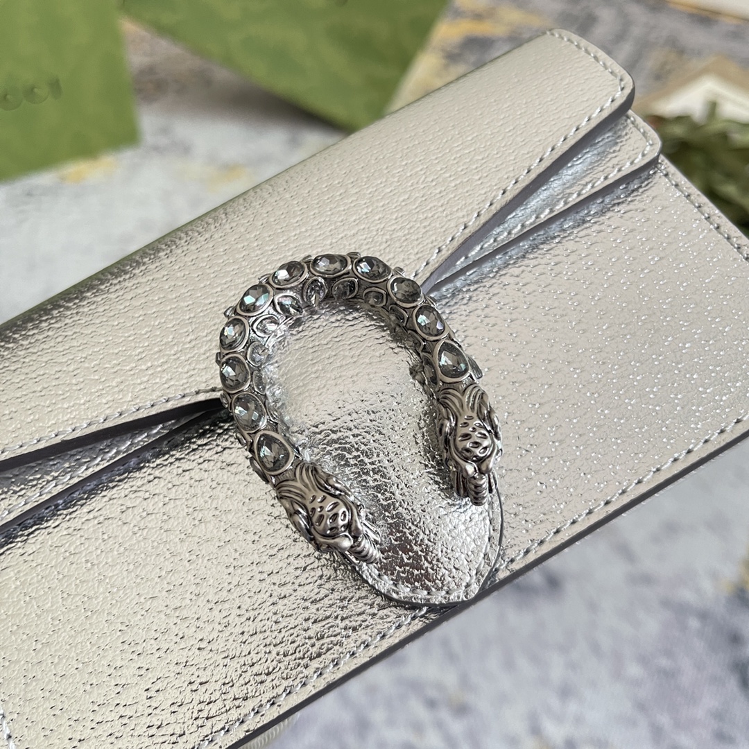 Dionysus super mini bag Silver lamé leather - GB047