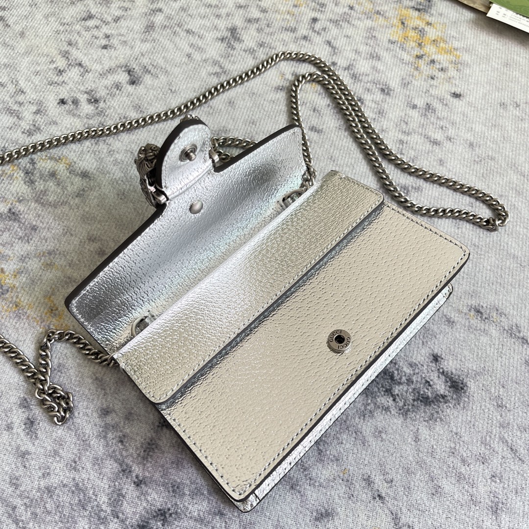 Dionysus super mini bag Silver lamé leather - GB047