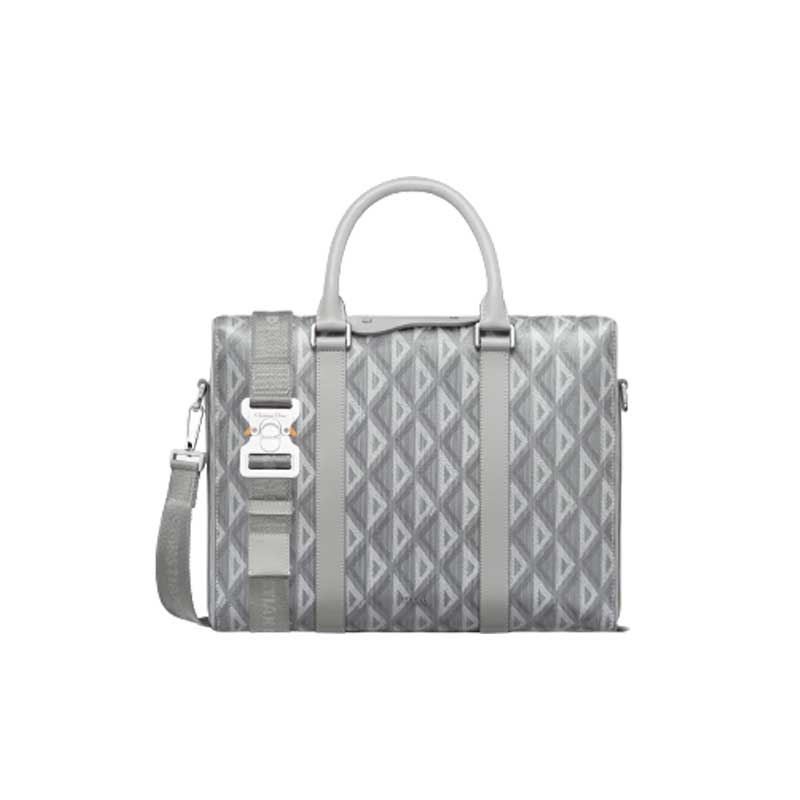 Dior Lingot Briefcase Gray Diamond Canvas and Smooth Calfskin - DB018