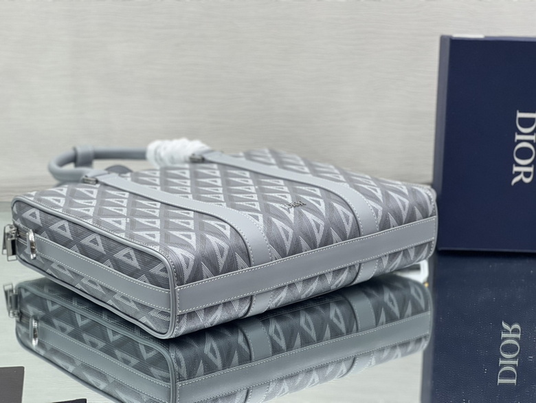 dior lingot briefcase gray Di*m*nd canvas and smooth calfskin - db018