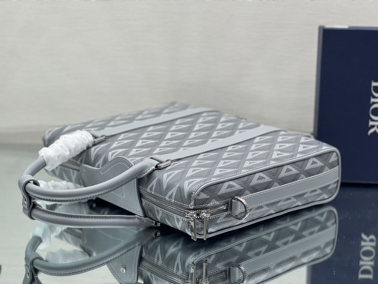 dior lingot briefcase gray Di*m*nd canvas and smooth calfskin - db018