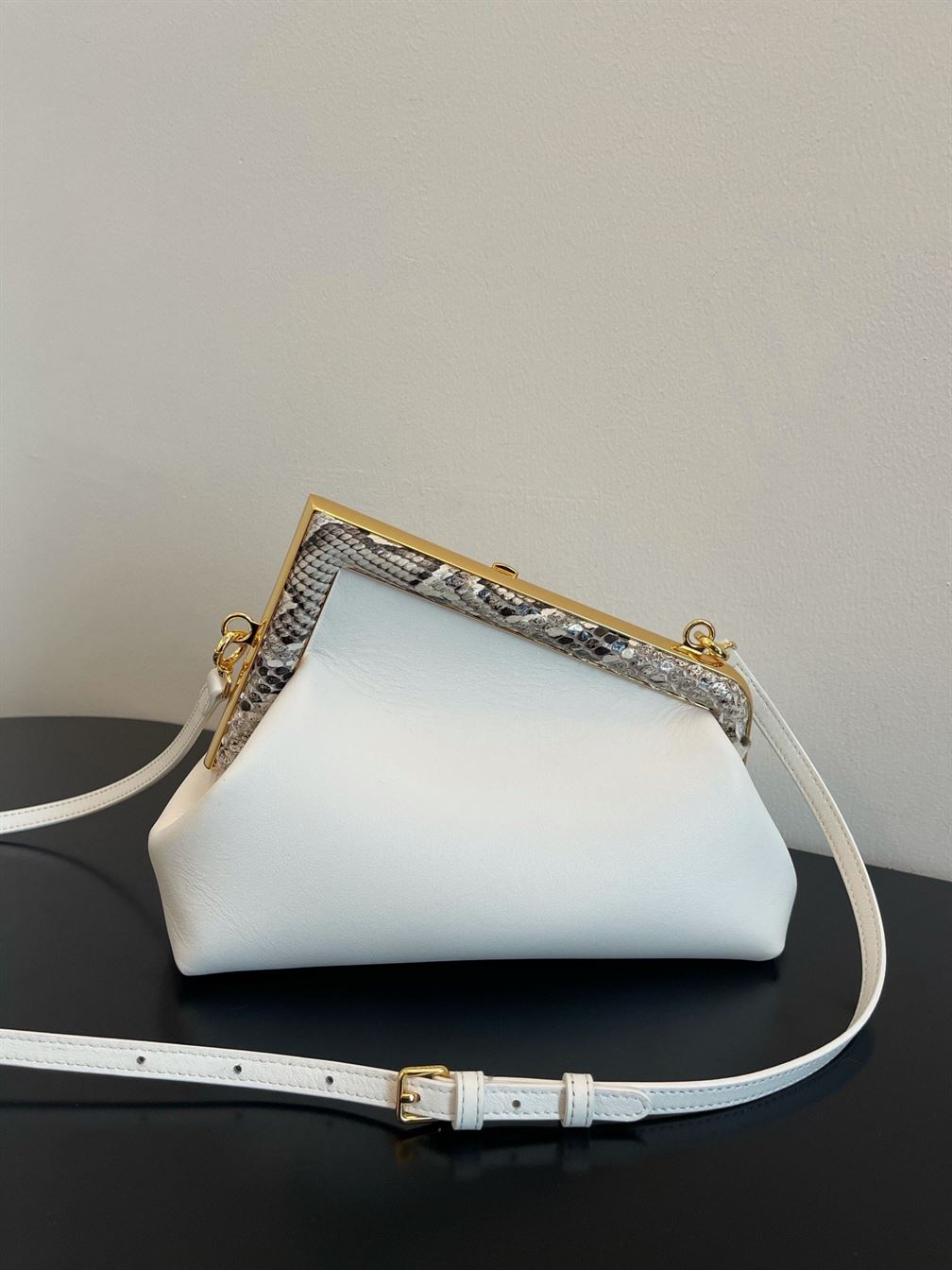 Fendi First Small White leather bag with exotic details - FB015