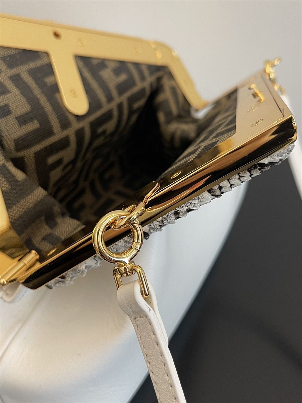 Fendi First Small White leather bag with exotic details - FB015