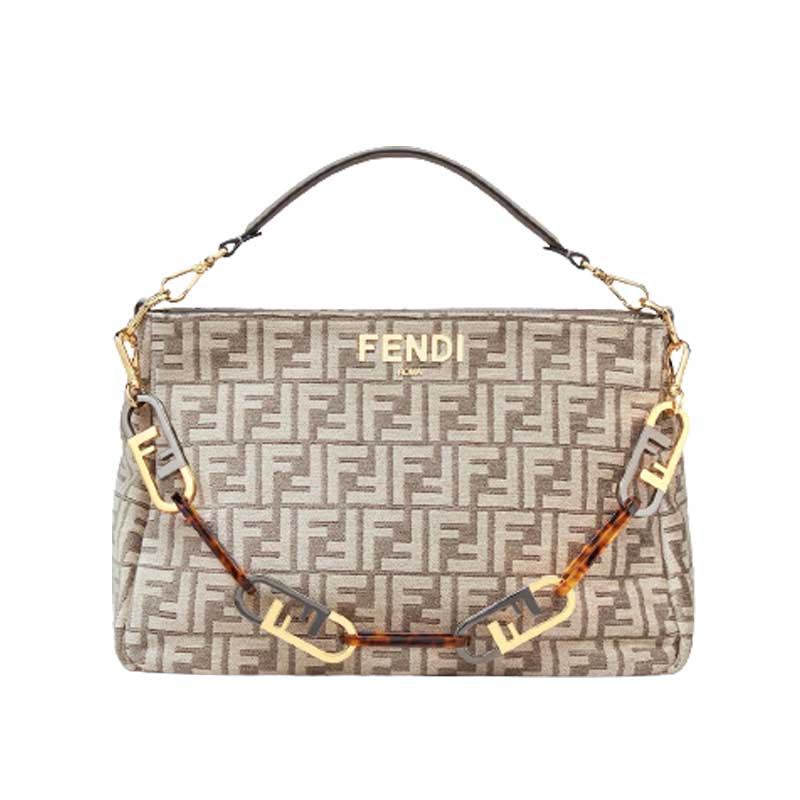 Fendi O’Lock Zip Dove grey tapestry fabric bag - FB027
