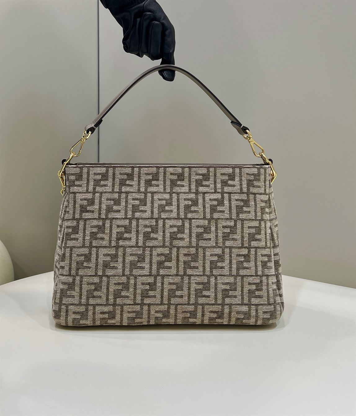 Fendi O’Lock Zip Dove grey tapestry fabric bag - FB027