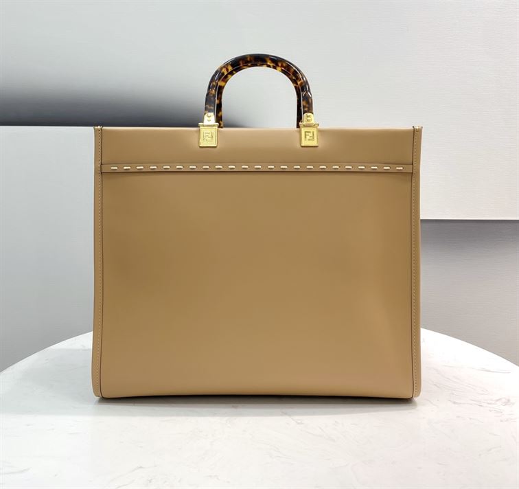 Fendi Sunshine Medium Light brown leather and elaphe shopper bag - FB006