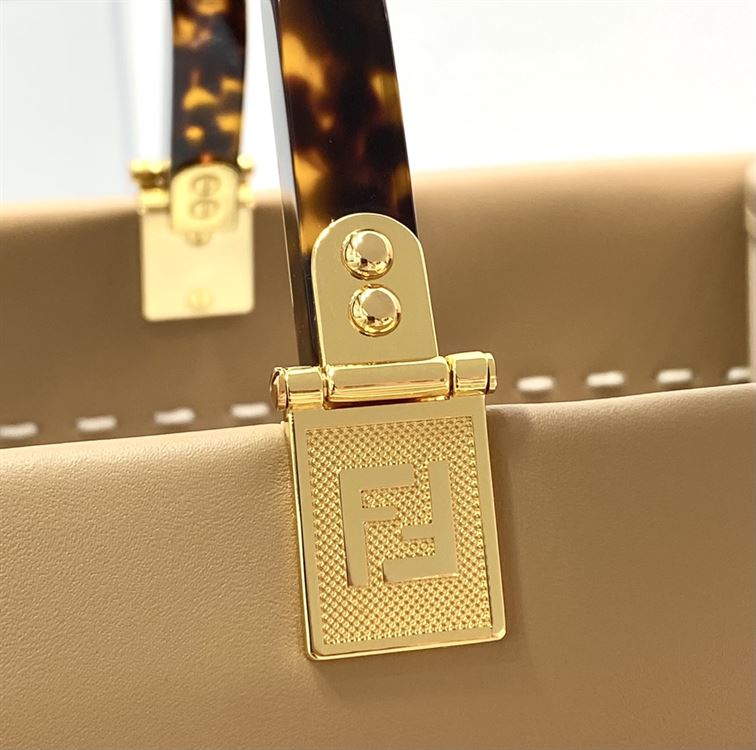 Fendi Sunshine Medium Light brown leather and elaphe shopper bag - FB006