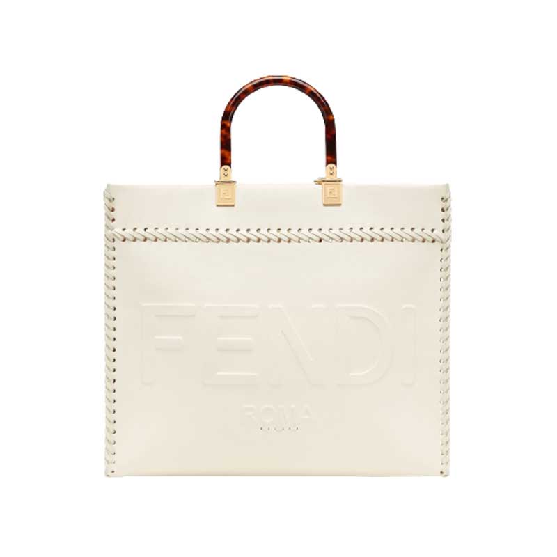 Fendi Sunshine Medium White leather shopper Bag - FB007