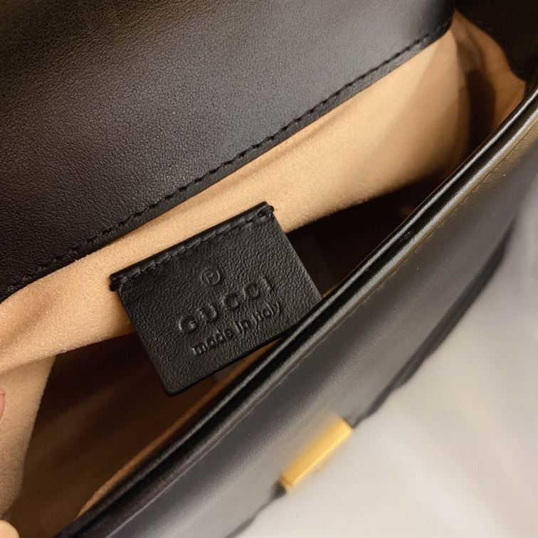 GG Marmont mini top handle bag Black chevron leather - GB053