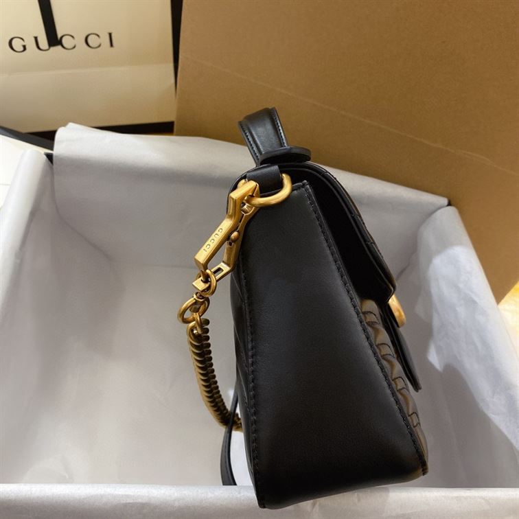 GG Marmont mini top handle bag Black chevron leather - GB053