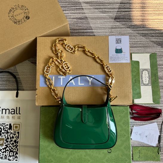 Jackie 1961 mini shoulder bag Green patent leather - GB064