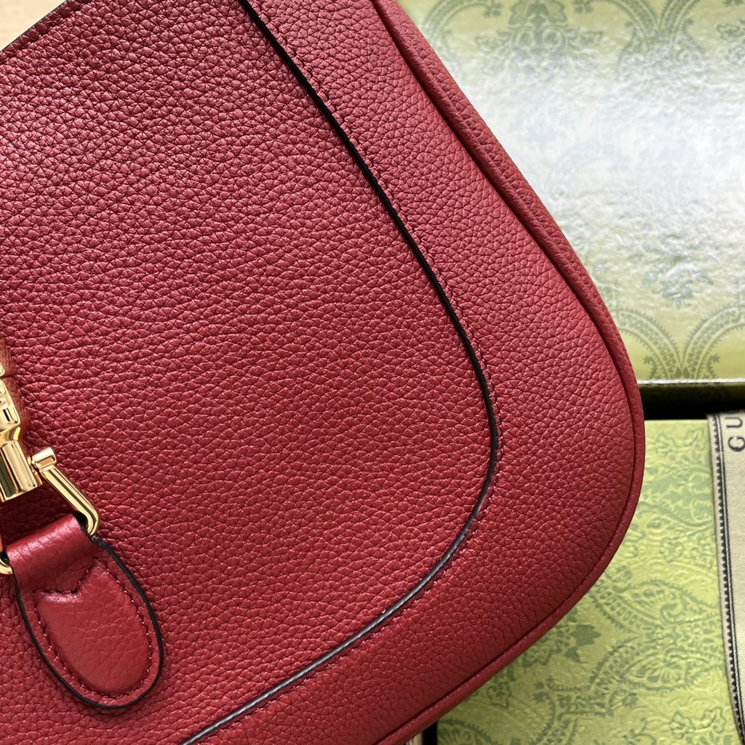 Jackie 1961 small natural grain bag Red leather - GB056