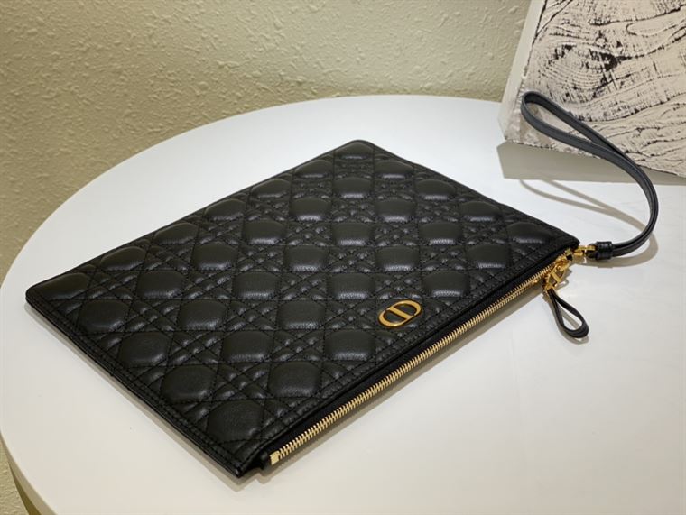 Lagre Dior Caro Daily pouch Black Calfskin - DB010