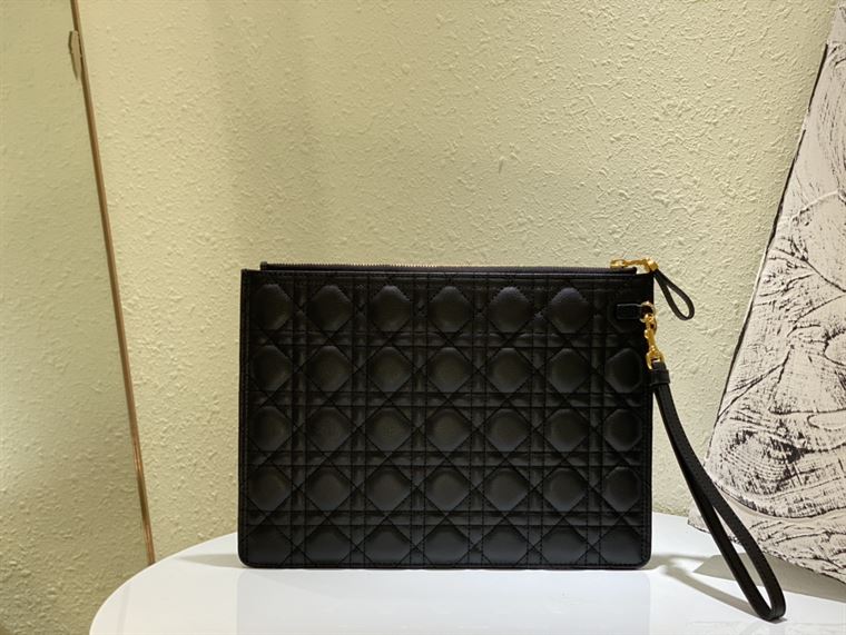 Lagre Dior Caro Daily pouch Black Calfskin - DB010