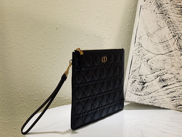 Lagre Dior Caro Daily pouch Black Calfskin - DB010