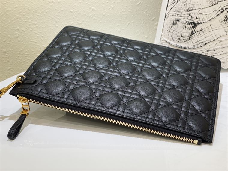 Lagre Dior Caro Daily pouch Black Calfskin - DB010