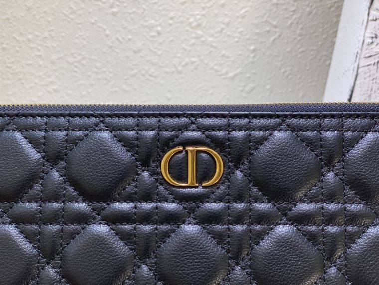 Lagre Dior Caro Daily pouch Black Calfskin - DB010