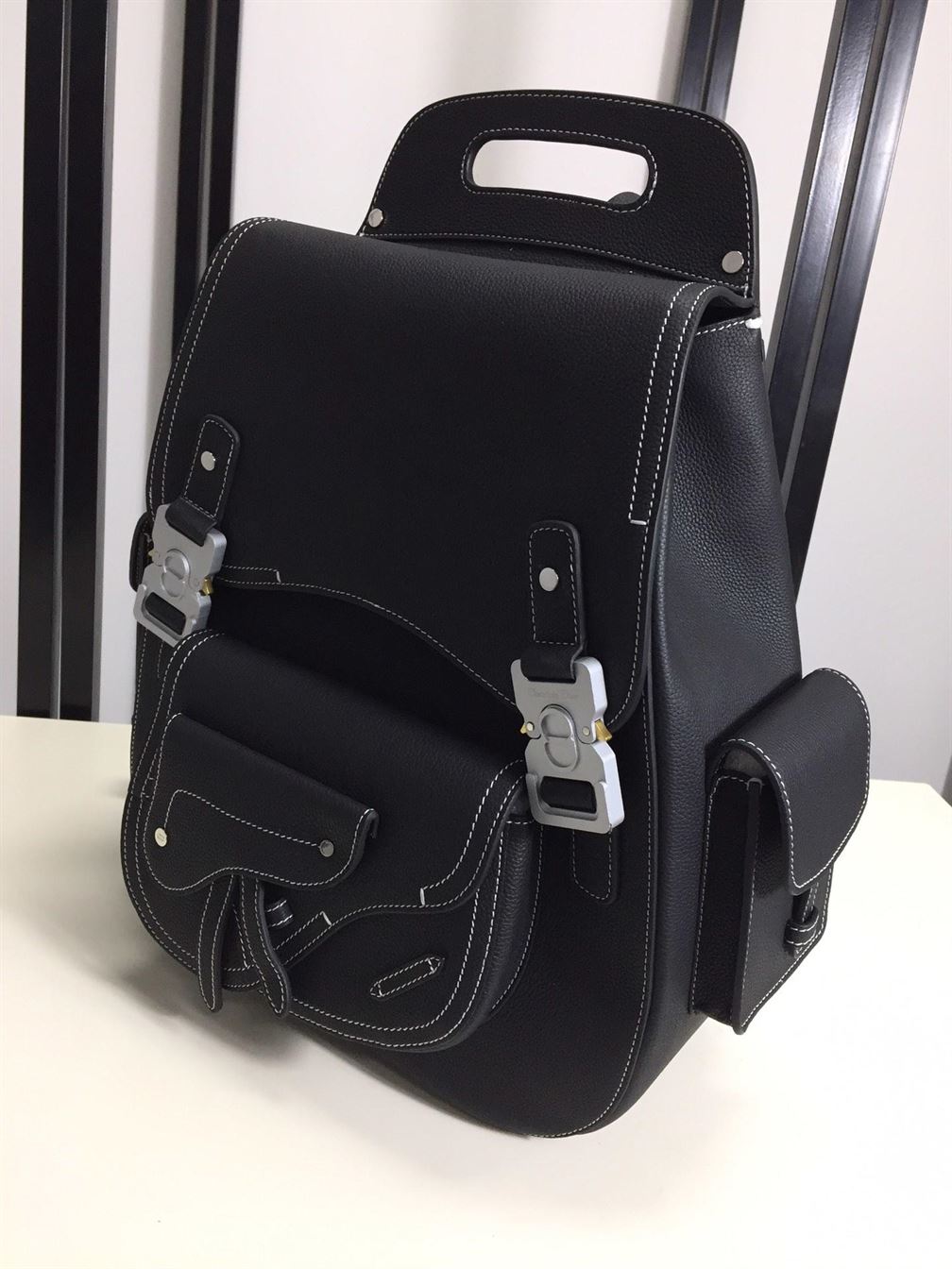 Maxi Gallop Backpack Black Grained Calfskin - DB015