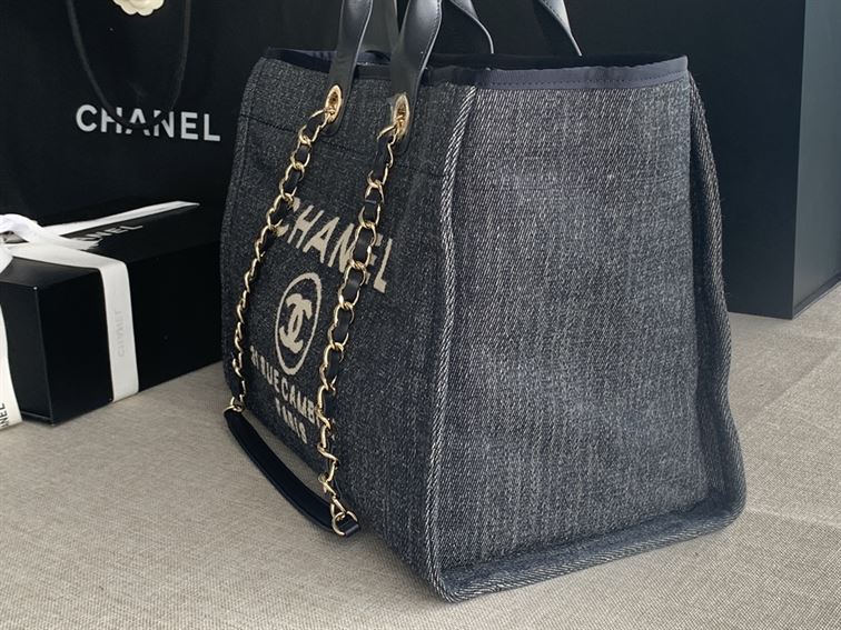 Maxi Shopping Bag Denim & Gold-Tone Metal - CB008