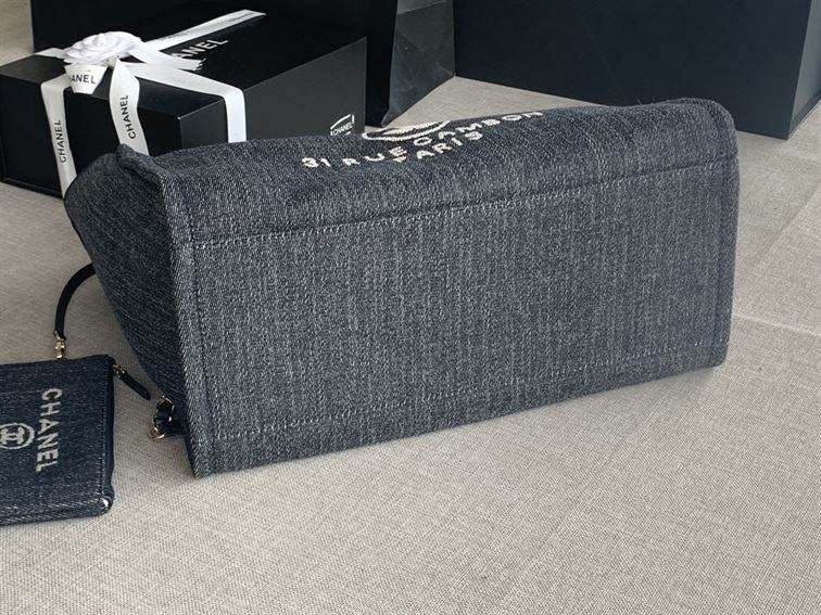 Maxi Shopping Bag Denim & Gold-Tone Metal - CB008