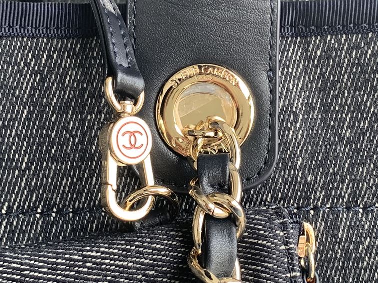 Maxi Shopping Bag Denim & Gold-Tone Metal - CB008