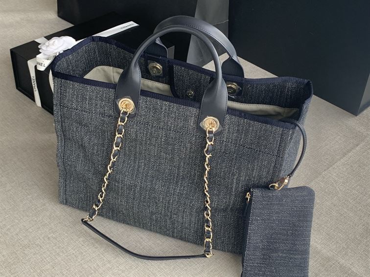 Maxi Shopping Bag Denim & Gold-Tone Metal - CB008