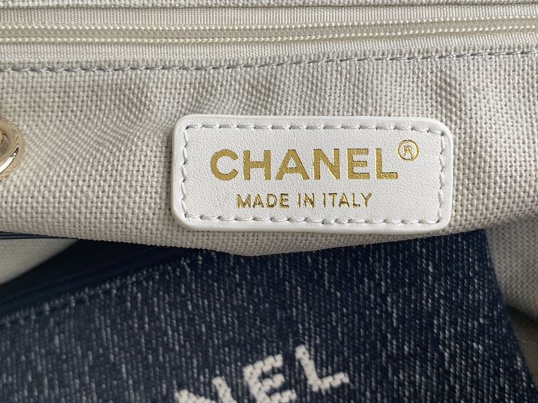 Maxi Shopping Bag Denim & Gold-Tone Metal - CB008