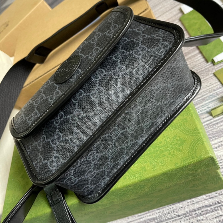 Messenger bag with Interlocking Black GG Supreme canvas - GB035