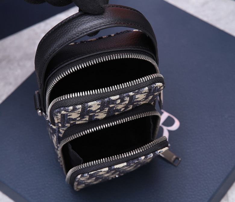 Micro Rider Pouch Beige and Black Dior Oblique Jacquard - DB021