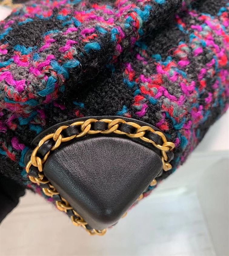 Mini Flap Bag Wool Tweed, Calfskin & Gold-Tone Metal - CB003