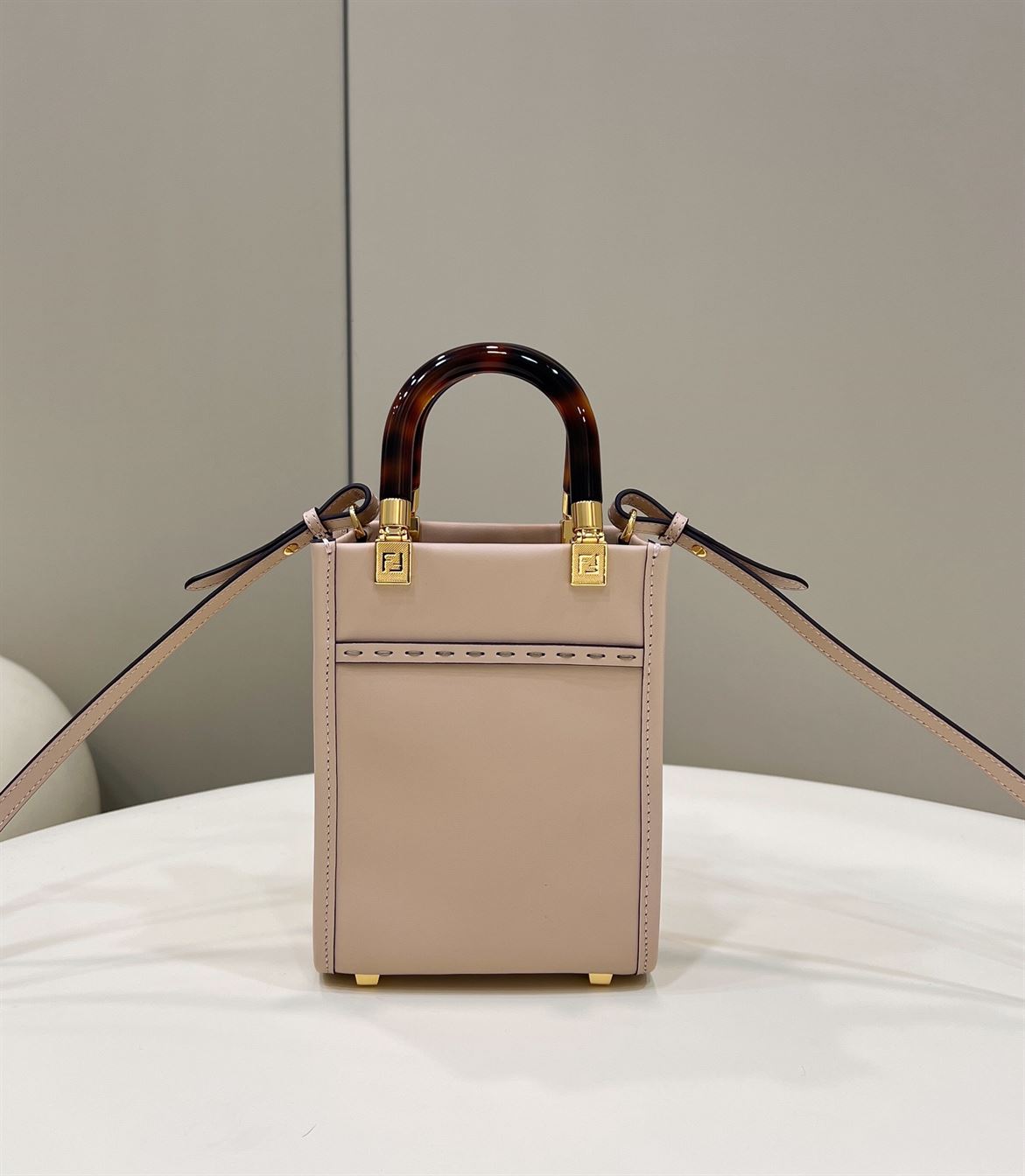 Mini Sunshine Shopper Bag Pale pink leather - FB005