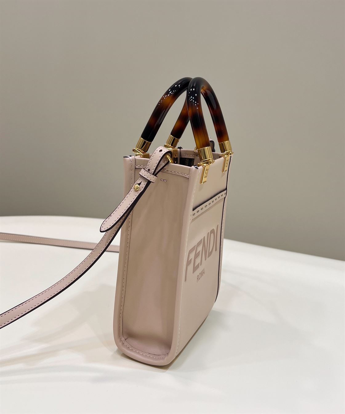 Mini Sunshine Shopper Bag Pale pink leather - FB005