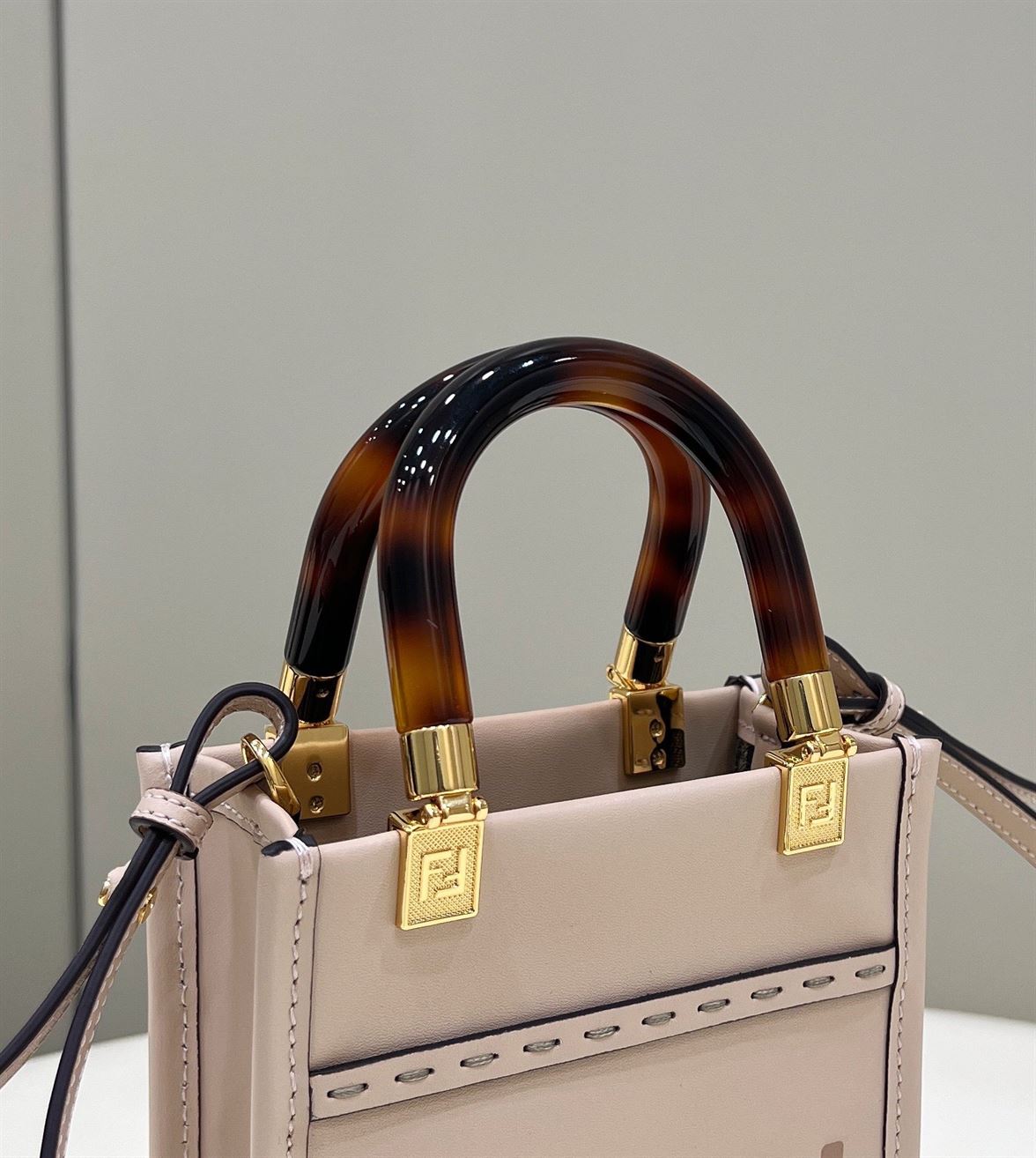 Mini Sunshine Shopper Bag Pale pink leather - FB005