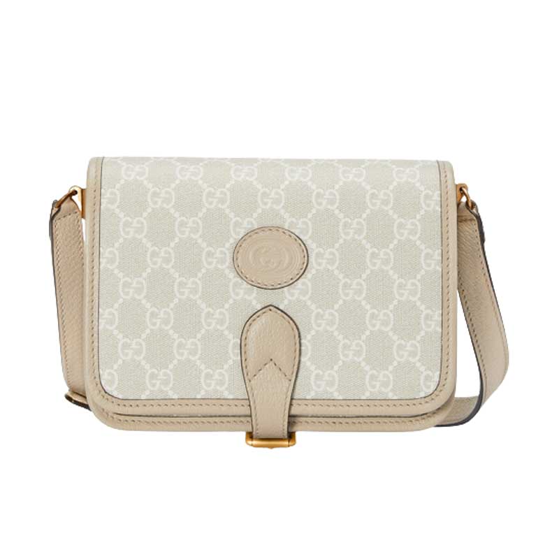 Mini shoulder bag with Interlocking G Beige and white - GB032