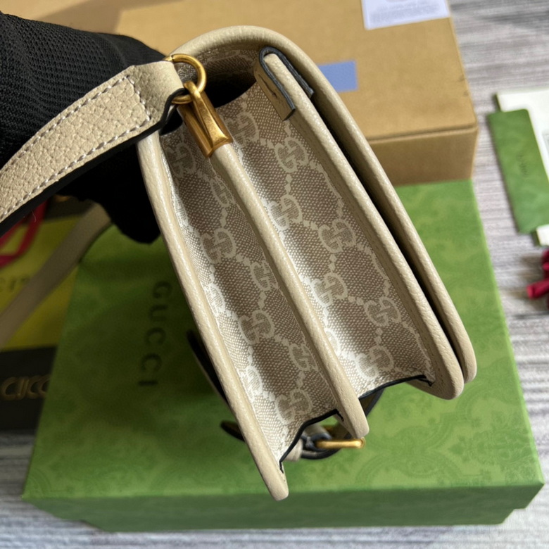 Mini shoulder bag with Interlocking G Beige and white - GB032