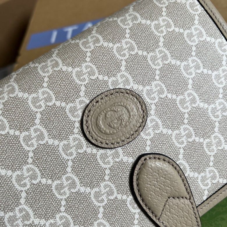 Mini shoulder bag with Interlocking G Beige and white - GB032