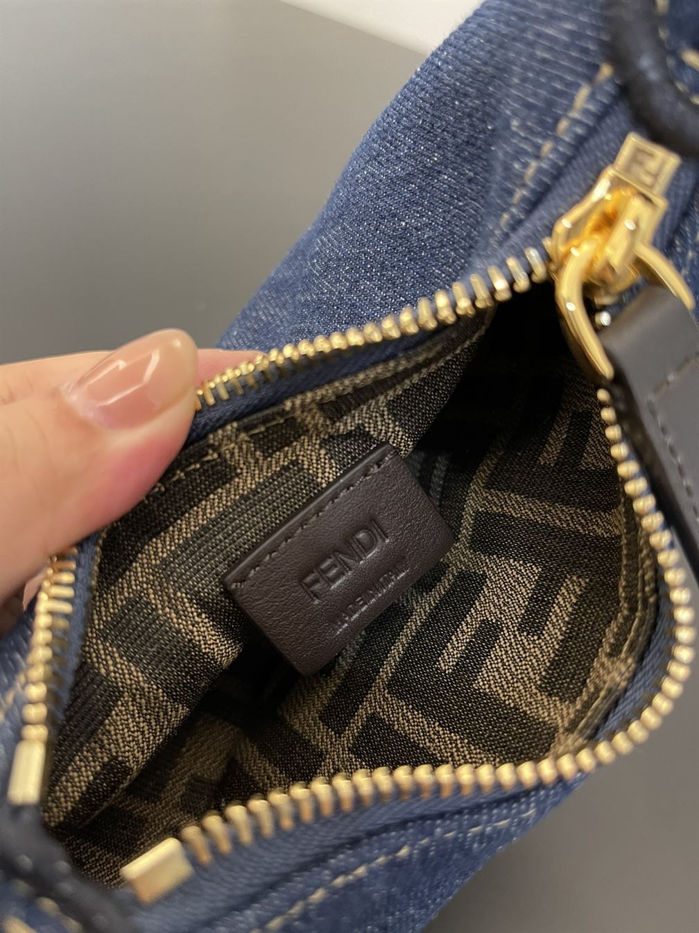 Nano Fendigraphy Hobo bag Blue denim charm - FB019