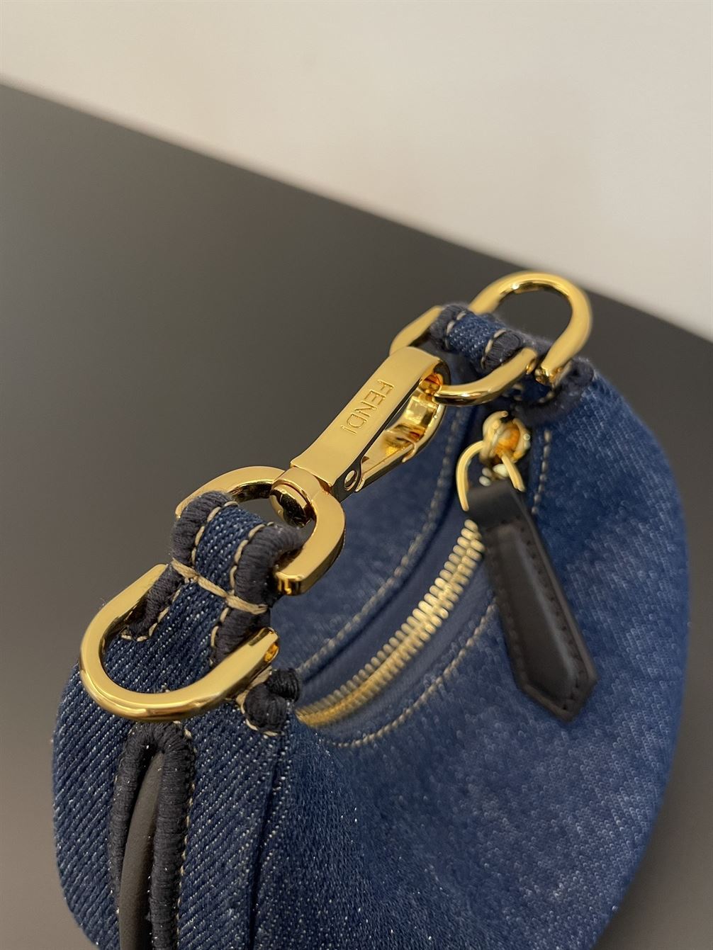 Nano Fendigraphy Hobo bag Blue denim charm - FB019