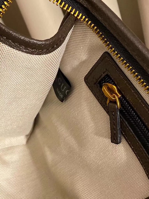 Ophidia GG toiletry case Beige ebony canvas brown leather trim - GB062